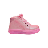 Shiny Pink High-Top Kids' Sneakers